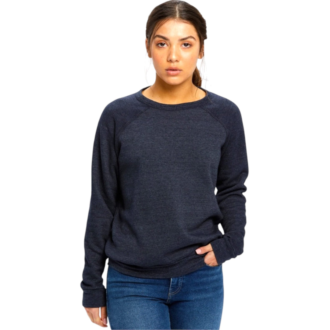 Navy Raglan Pullover Crew Neck Soft Sweatshirt