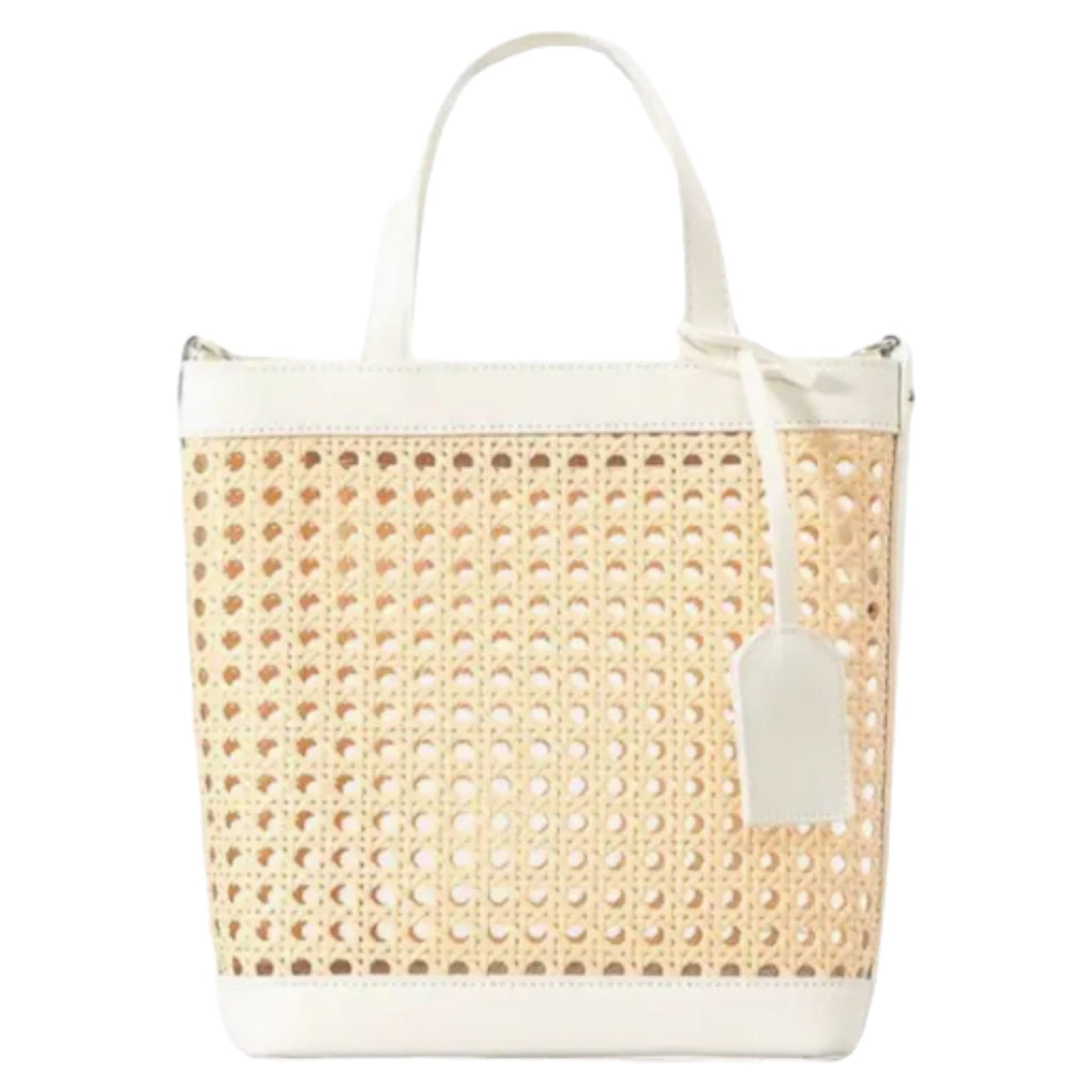 Vegan Leather Rattan Ivory Tote
