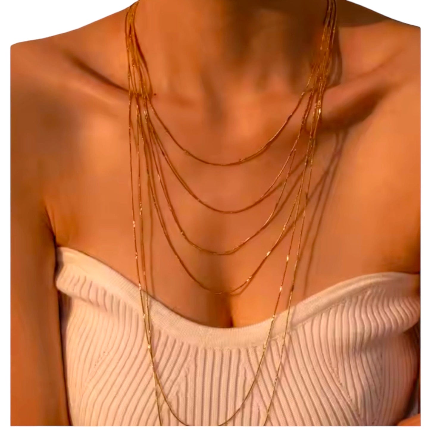 Layerd Chain Necklace. Stainless Steel Chain-Laser - 14" and 16" available