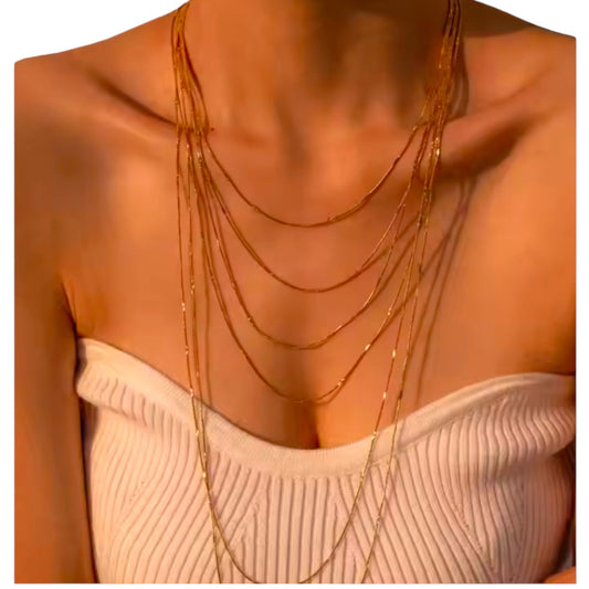 Layerd Chain Necklace. Stainless Steel Chain-Laser - 14" and 16" available