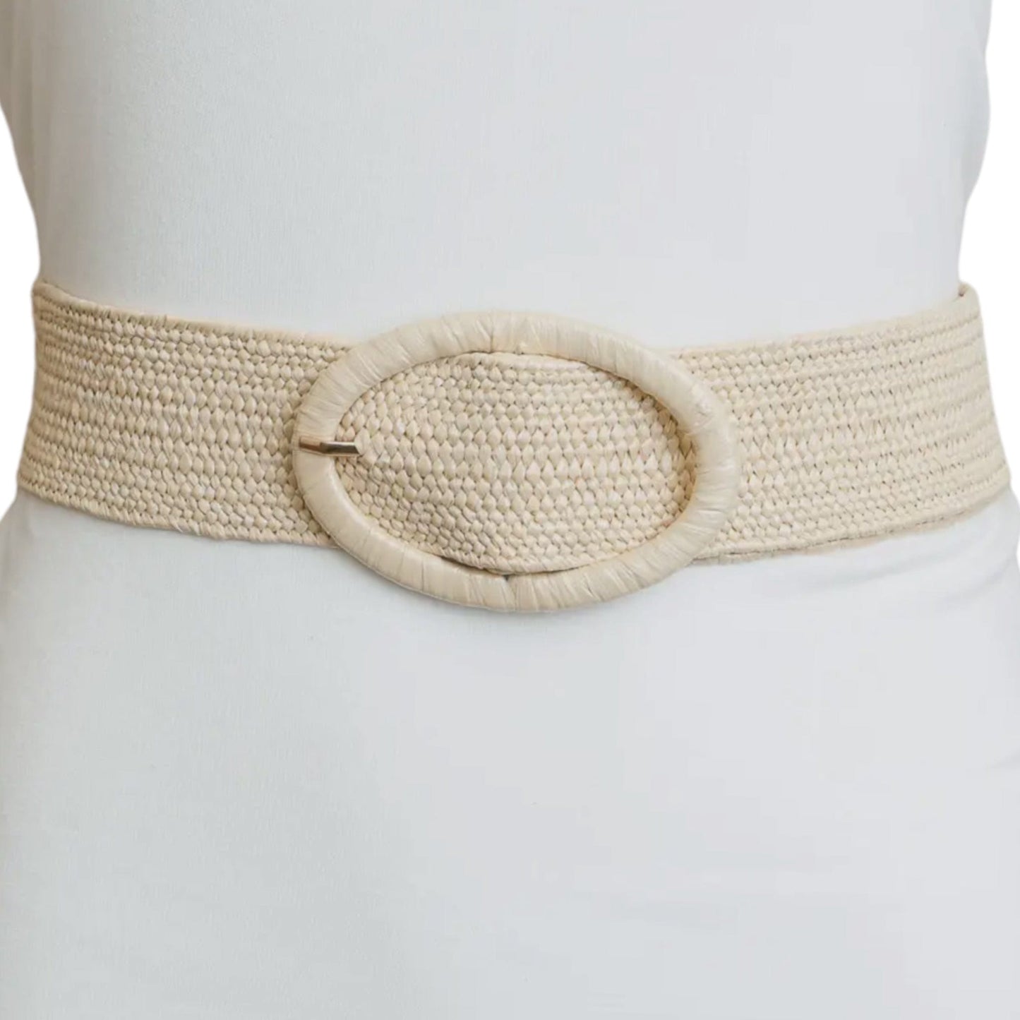 Raffia Oval Buckle Belt - Eco Chic