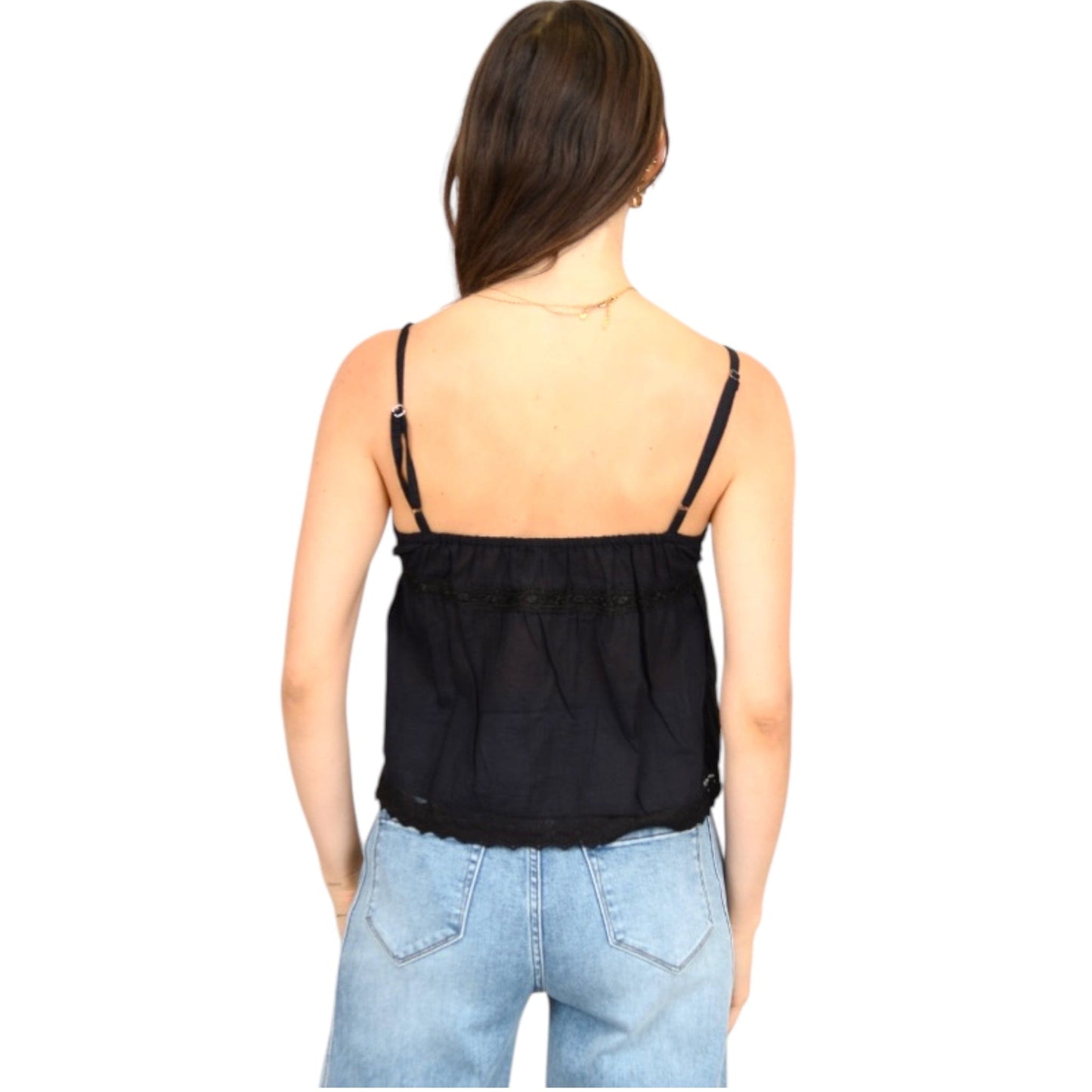 Boho Chic Button Up Cami in Black