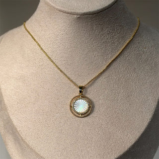 Radiating Mother Of Pearl Pendant Gold Necklace