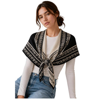 Paisley Border Triangle Knit Scarf