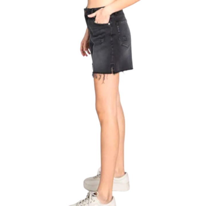 Letters to Juliet Side Slit A-Line Short in Washed Black