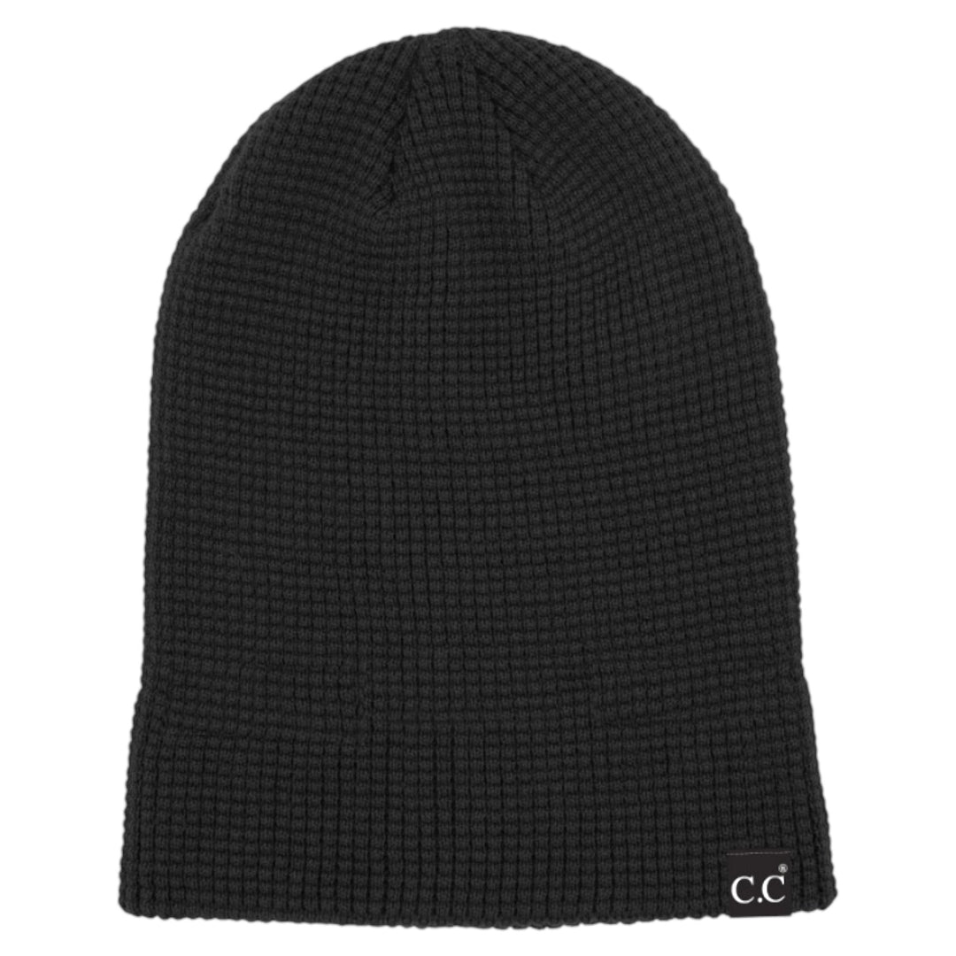 C.C. brand waffle knitted Slouchy beanie - Black, Navy and Grey