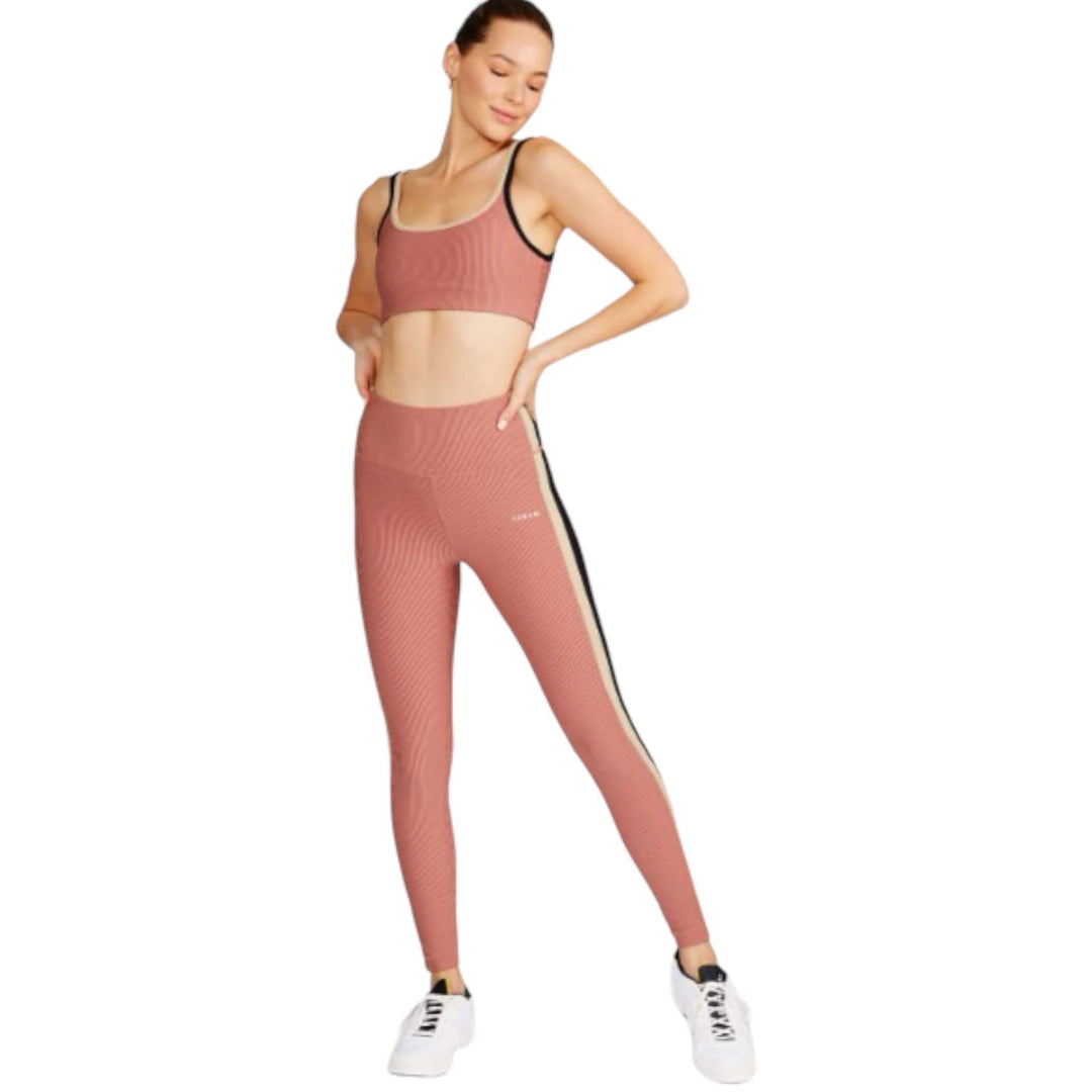 Ribbed 7/8 Legging with Two Tone Contrasting Side Stripe Design