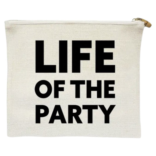 Linen Flat Zip- Life of the Party