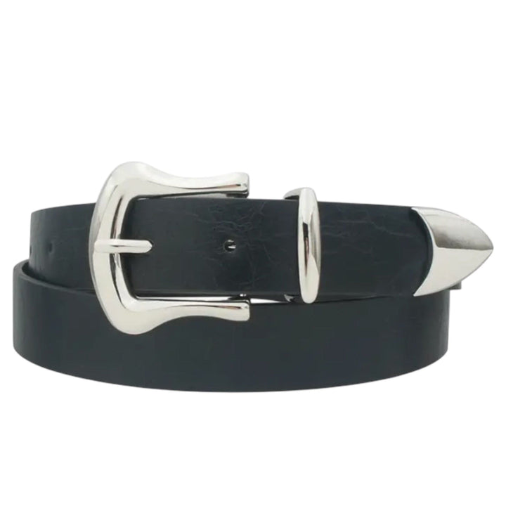 Irregular U Buckle Distressed Cracked Shine Belt