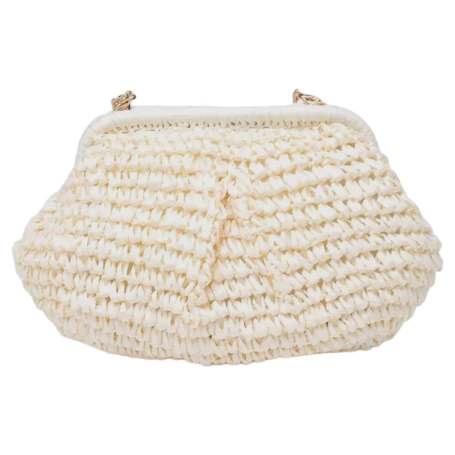 Cream Woven Clutch