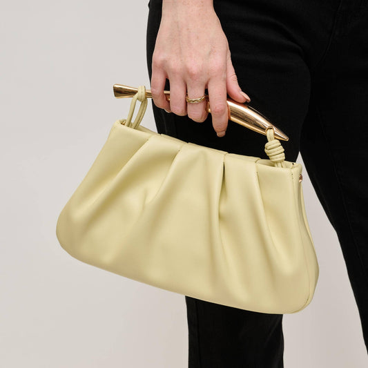 Vegan Leather Smooth Crossbody Handbag in Butter Yellow