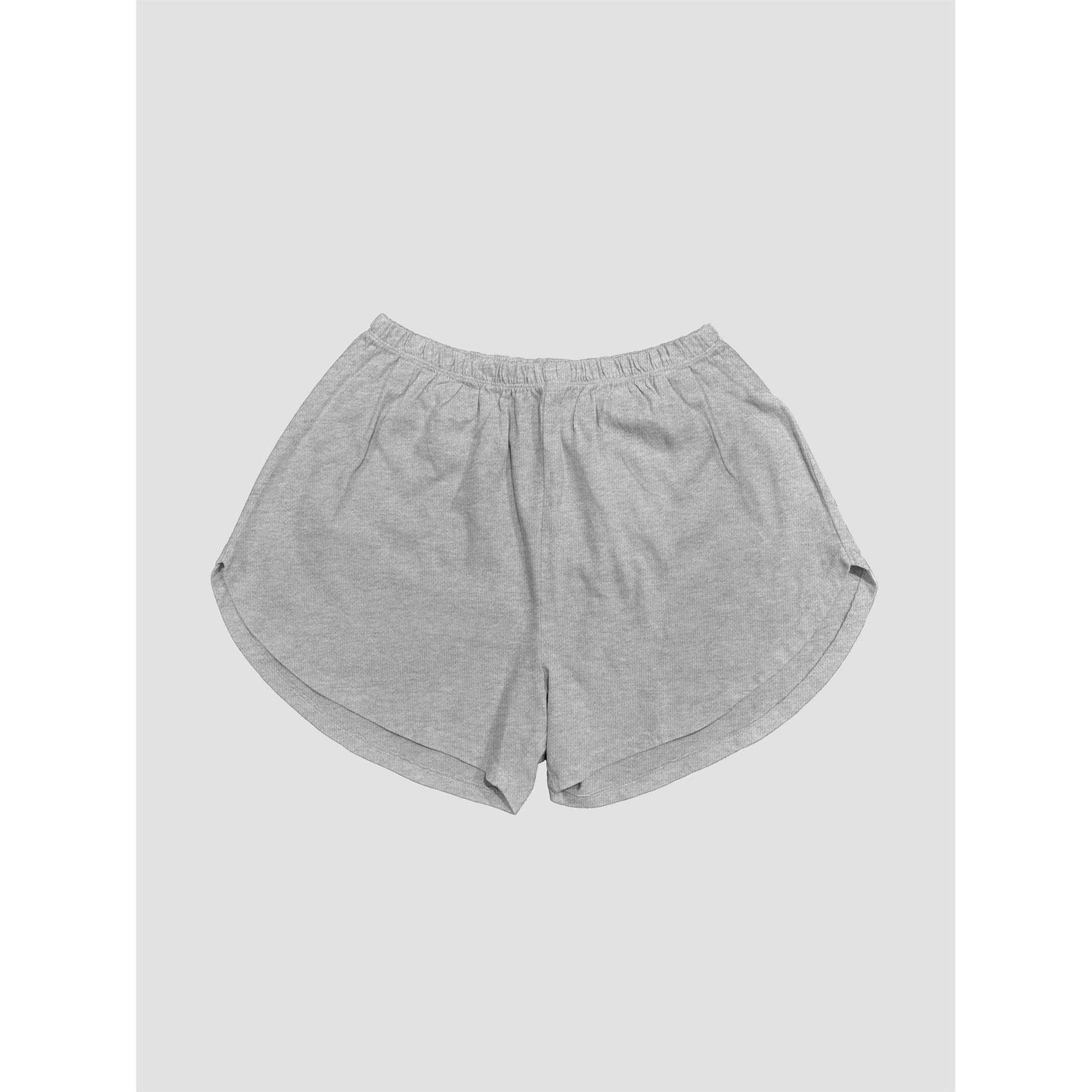 Heather Grey 100% Cotton Mineral Washed Dolphin Shorts