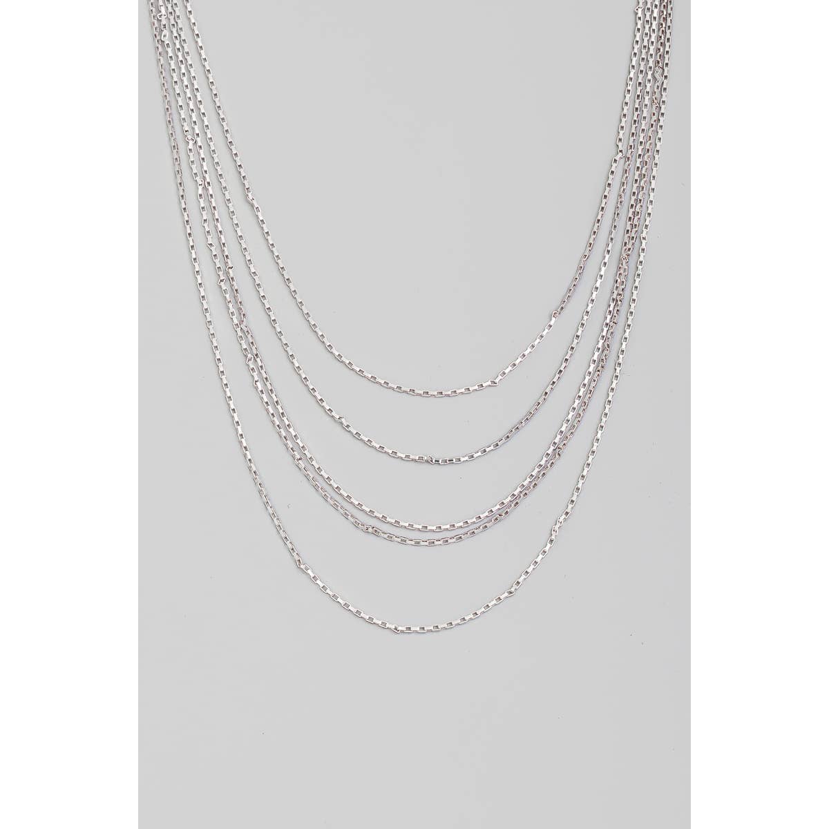 Layered Dainty Box Chains Silver Necklace