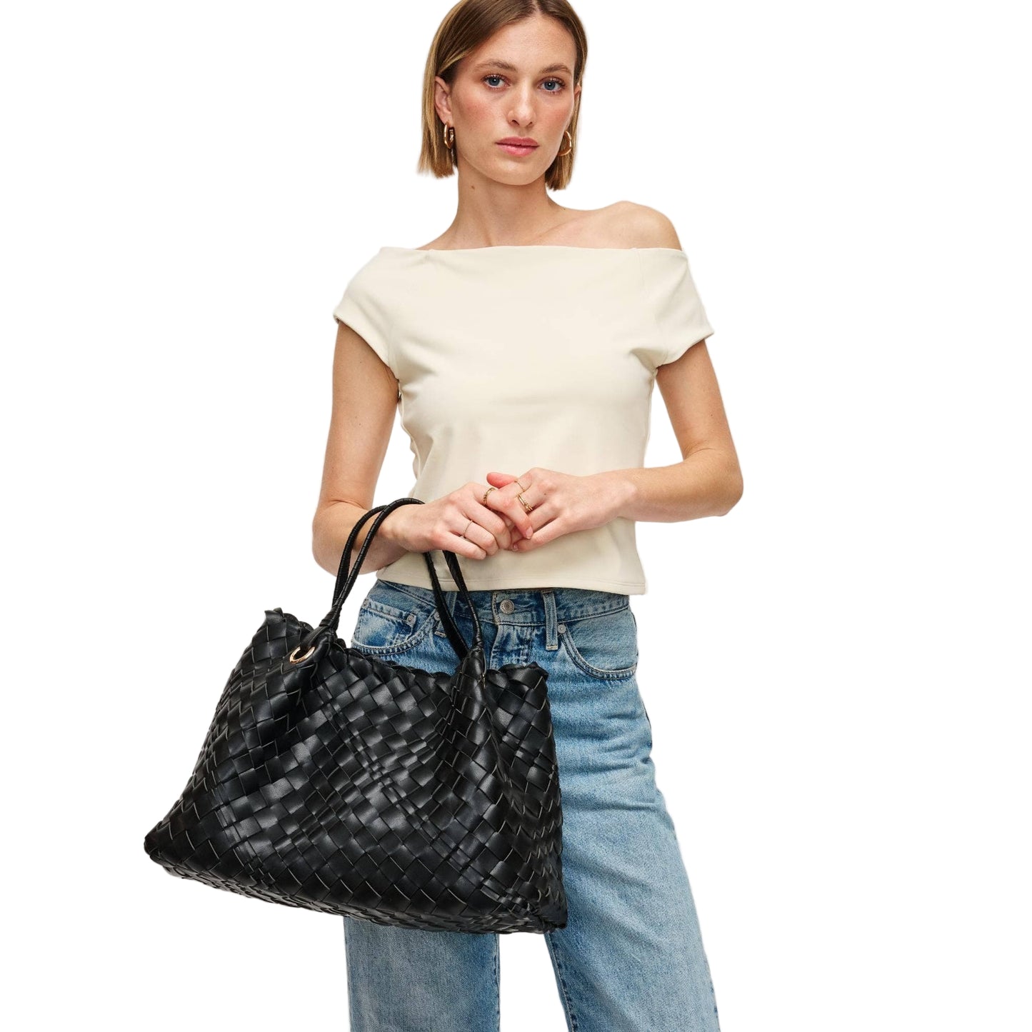 Black Woven Handbag