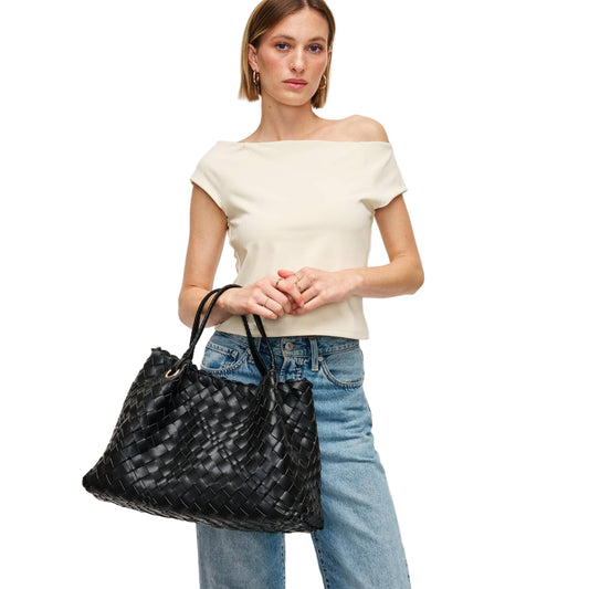 Black Woven Handbag