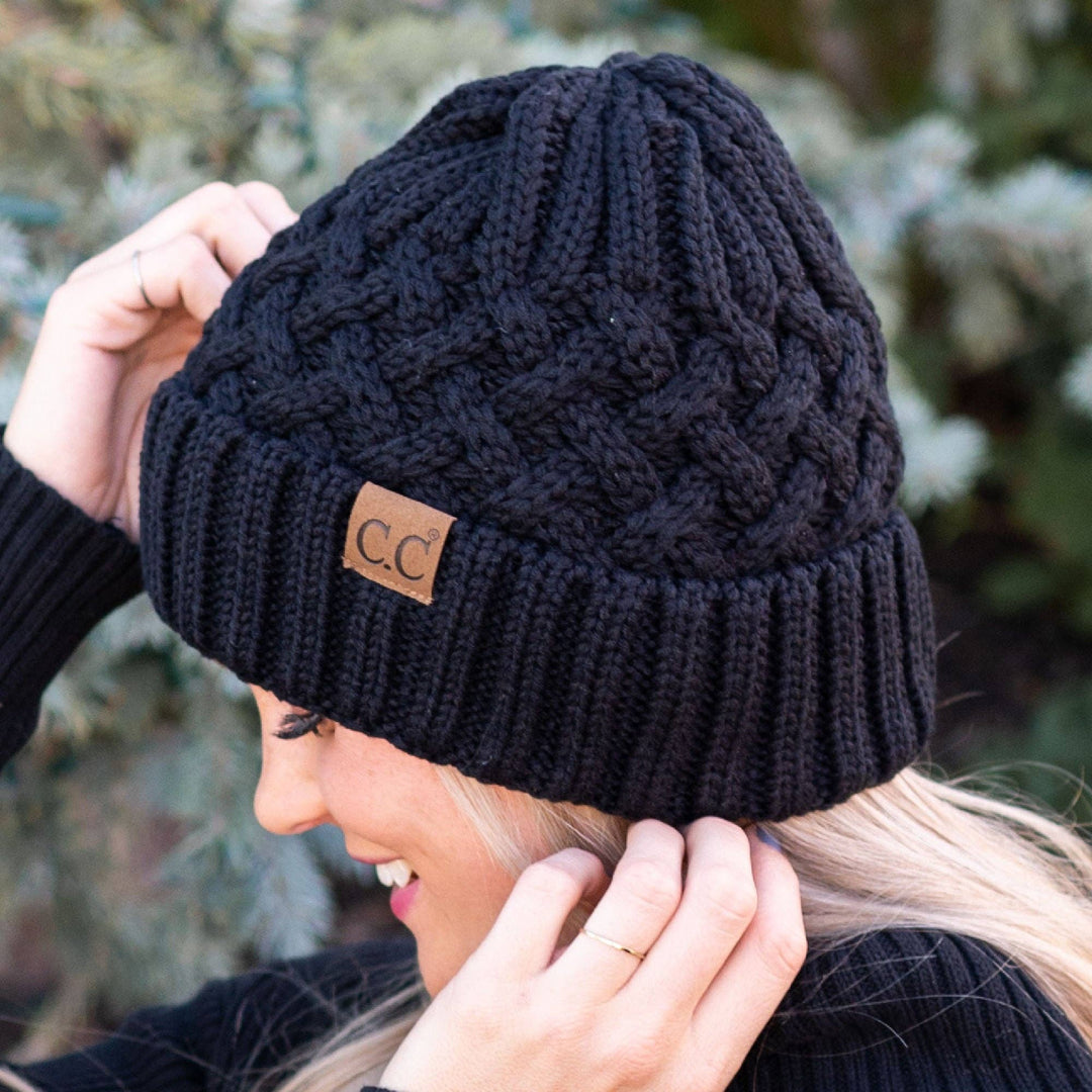 CC Beanie Lattice Pattern - Available in Grey and Black