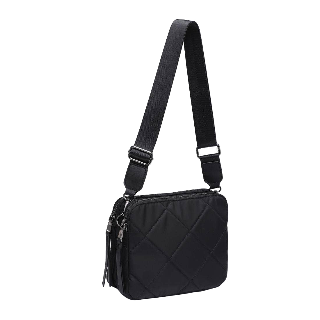 Black Crossbody Quilted Nylon Bag