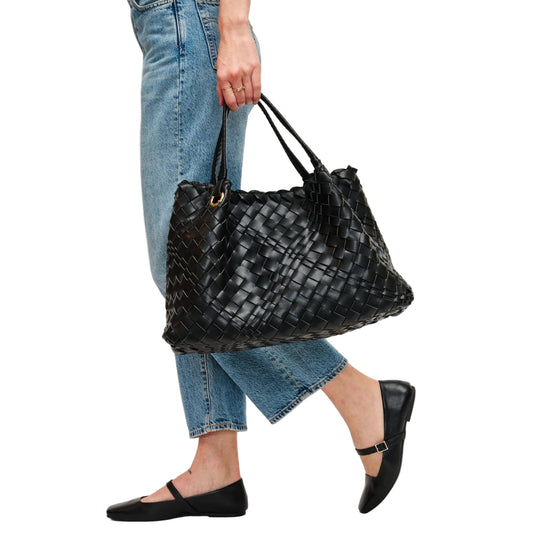 Black Woven Handbag