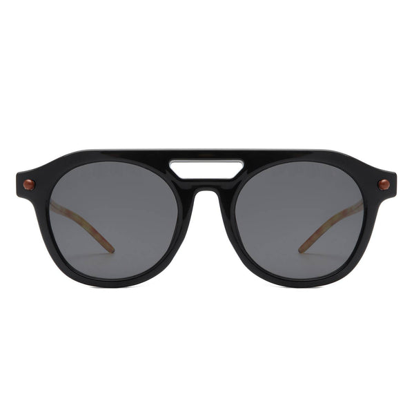 Round Retro Brow-Bar Circle Vintage Style Fashion Sunglasses