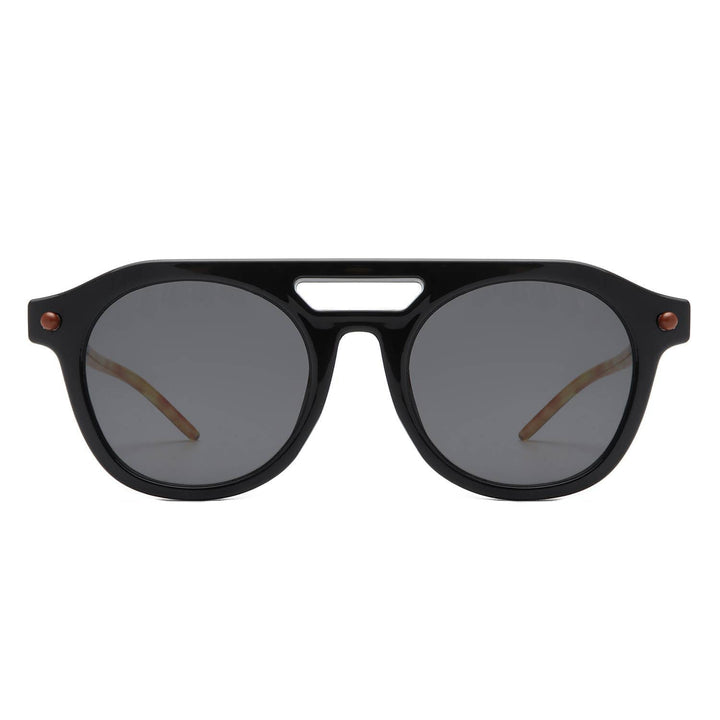 Round Retro Brow-Bar Circle Vintage Style Fashion Sunglasses