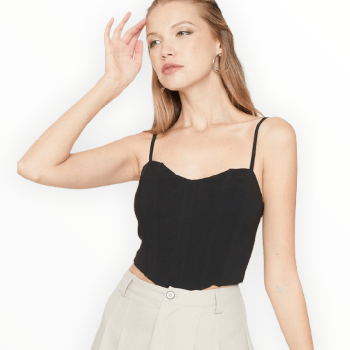 Black Corset Tank Top