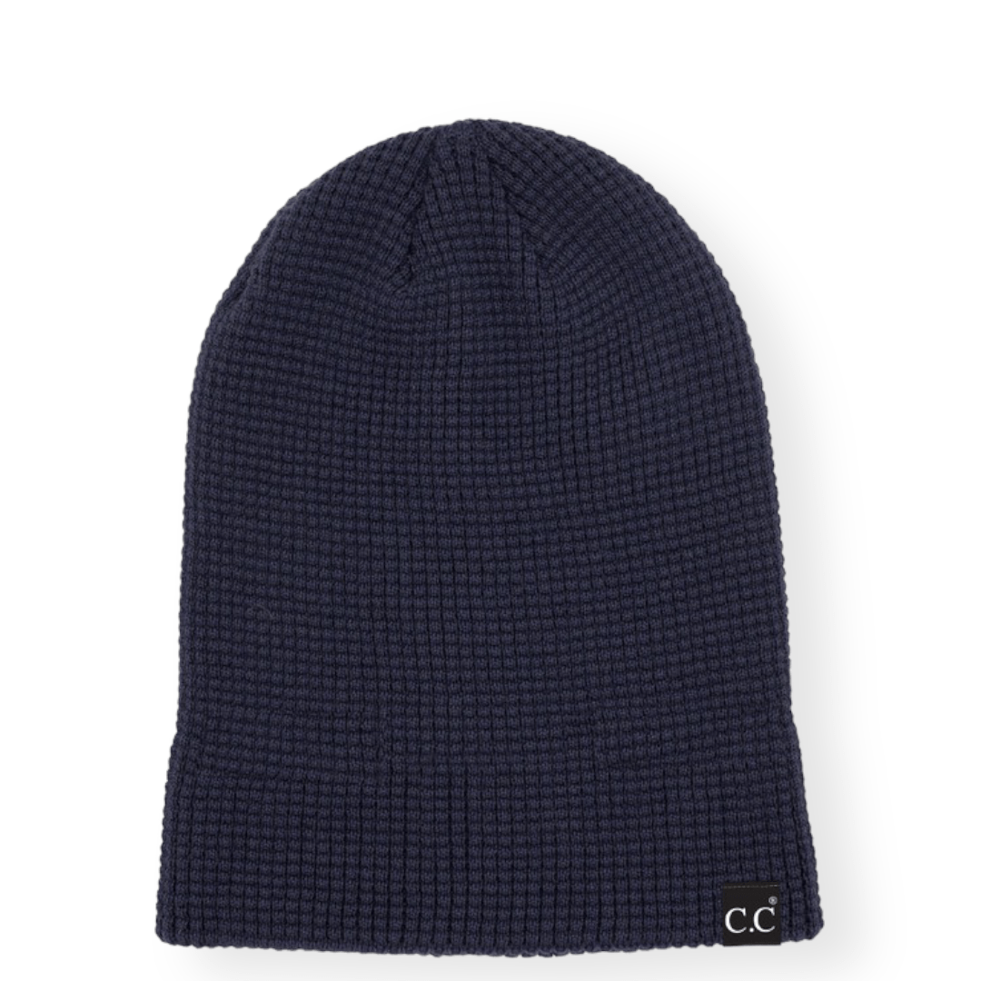 C.C. brand waffle knitted Slouchy beanie - Black, Navy and Grey
