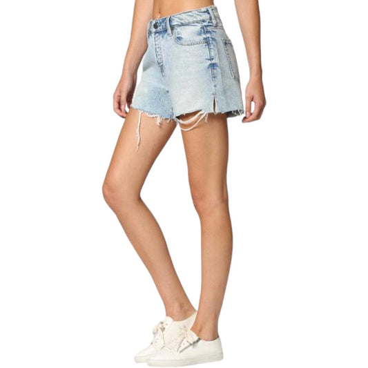 Hidden Light Wash Classic Side Slit Denim Shorts