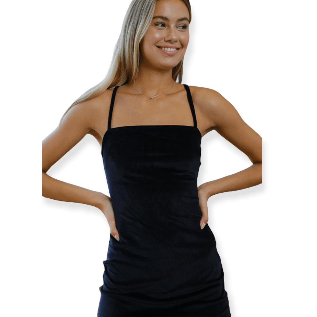 Tie Back Cami Velvet Dress